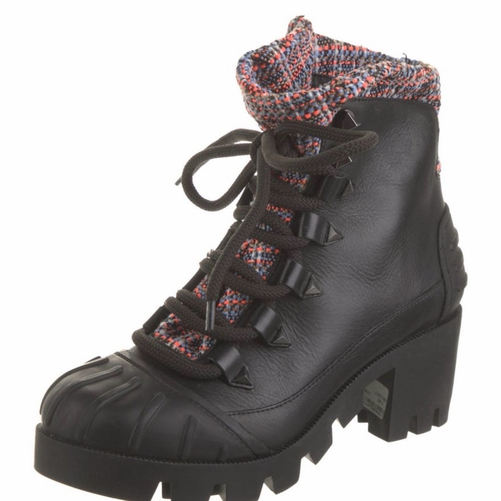 SCHUTZ Black Boots with Colorful Knit Accents